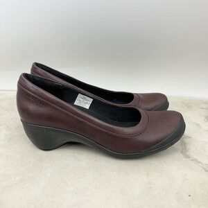 Merrell Shoes Women Size 9 Clogs‎ Maroon Burgundy Red Leather Slip On Heels